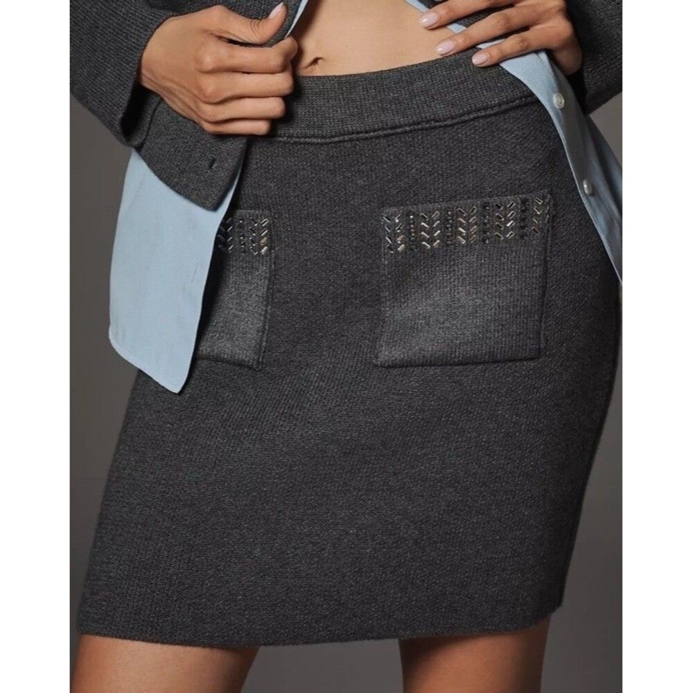 Anthropologie Pilcro Women's Small Sweater Knit Mini Skirt NEW $128 Gem Accents
